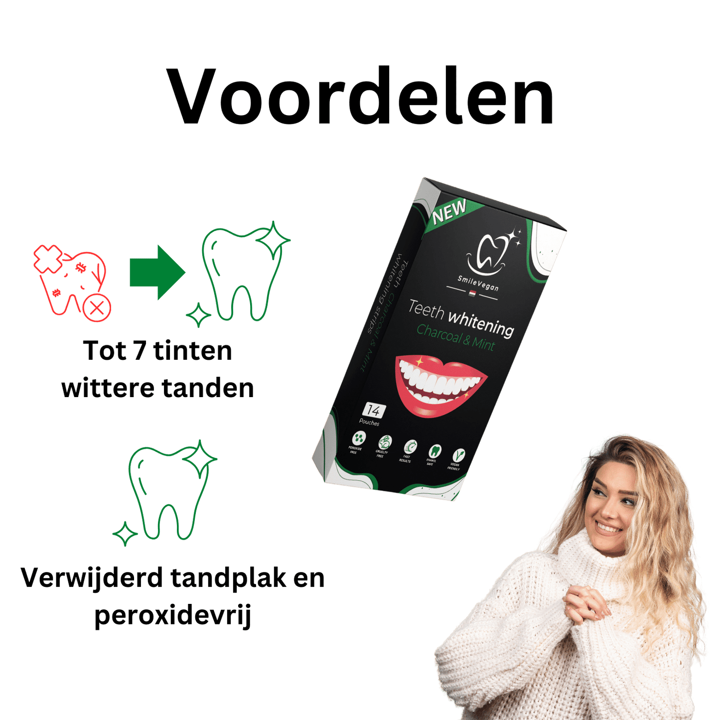 Whitening bleekstrips: classic mint smaak